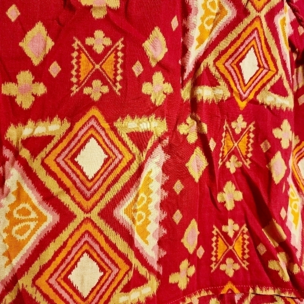 Tory Burch Crochet Tunic Top Tassels Pink Orange Women's 6 V-Neck 100% Cotton - Picture 6 of 9